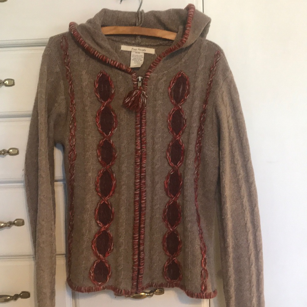 Free People wool hooded zip up
